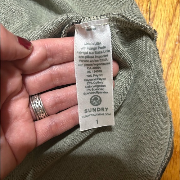 SUNDRY Evereve 1 Small Green Camo French Terry Skirt Bungee Drawstring 135.00 - Picture 8 of 11